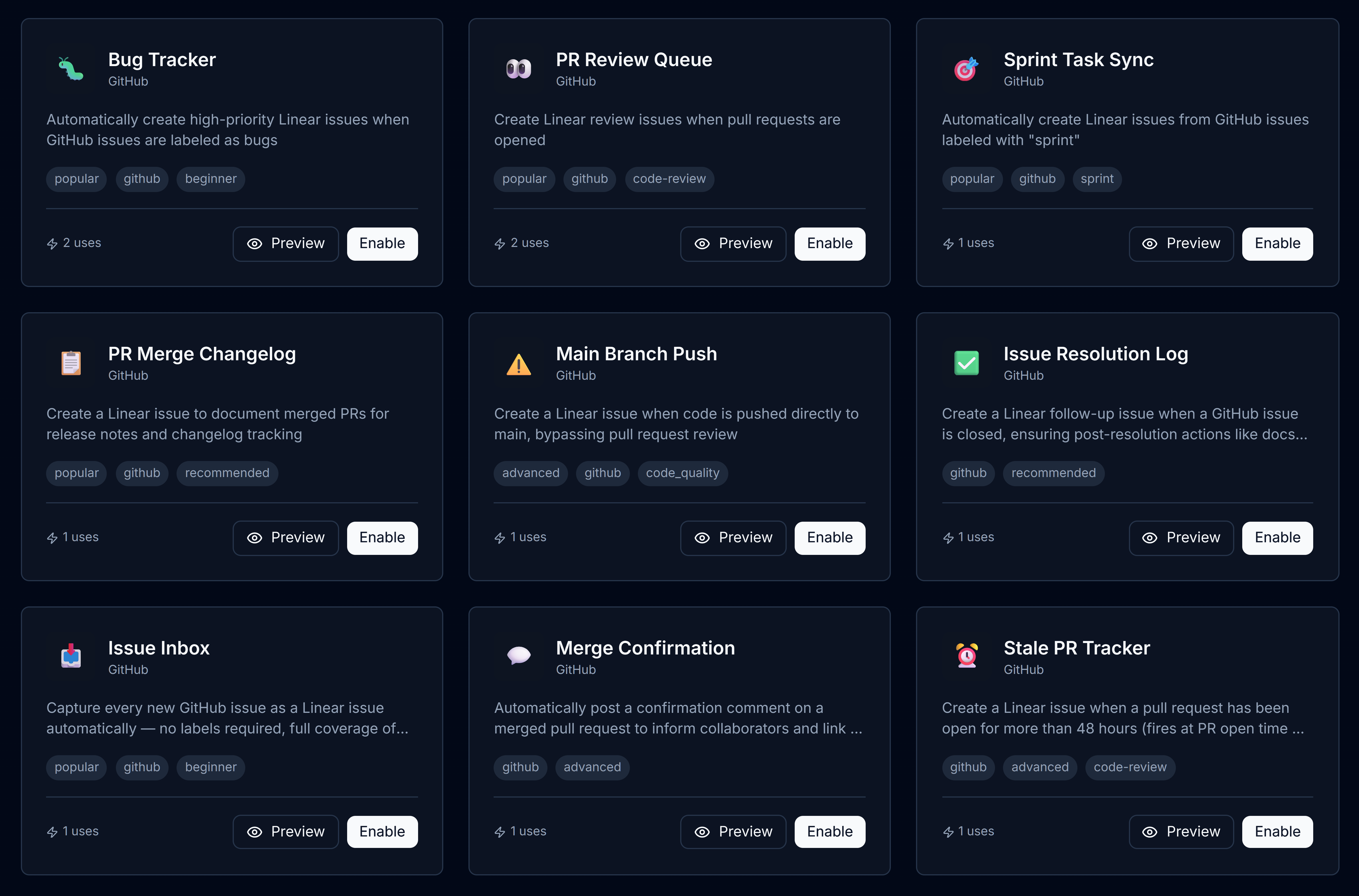 Deviera automation templates gallery showing 81 prebuilt automation presets